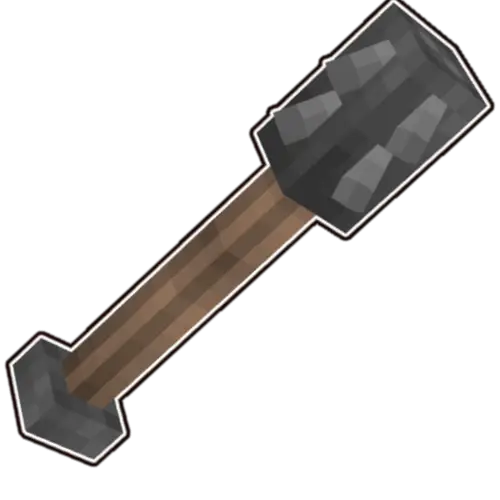 Blocky stone mace with a wooden handle