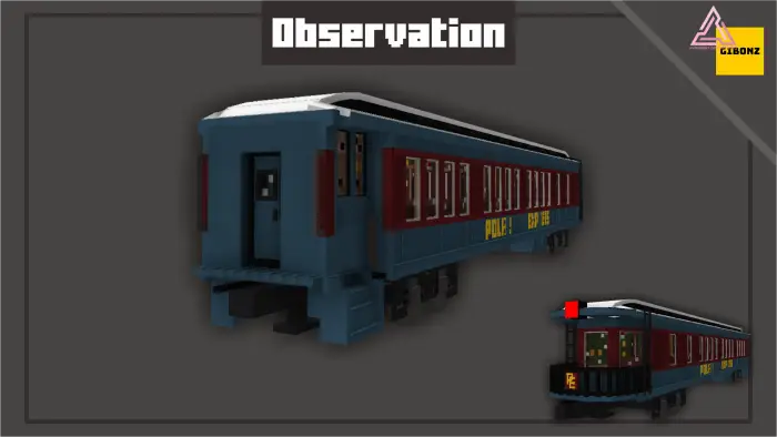 ALT text Blue and red Polar Express train car