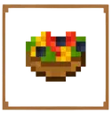Pixel art bowl of mixed fruit in a frame