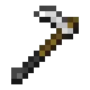 Pixel art pickaxe with a brown handle