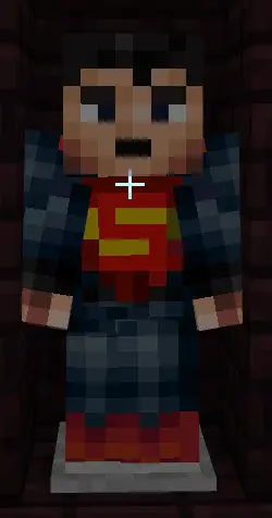Blocky Superman character in superhero addon