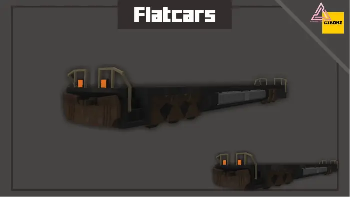 Flatbed freight train car render