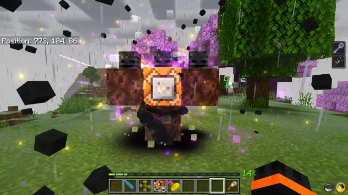 Wither Storm boss spawns in vibrant forest