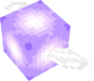 Glowing purple cube with white mist trails
