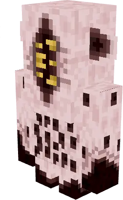 Blocky white underground mob with yellow eyes