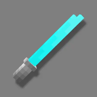 Pixelated futuristic sword with cyan blade