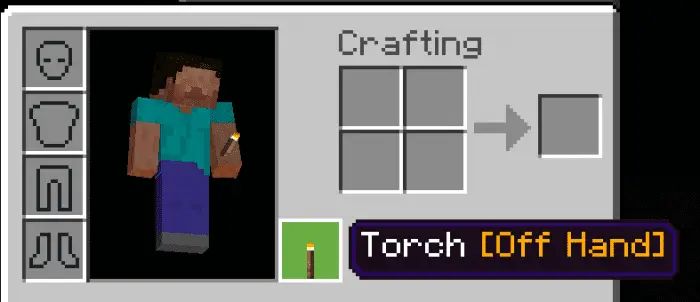 Character holding torch in off-hand slot