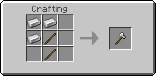 Iron axe crafting recipe in a grid
