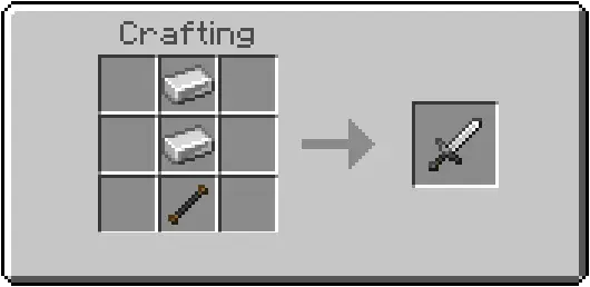 Iron sword crafting recipe in grid.