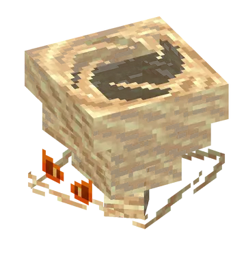 Blocky tan creature with orange eyes
