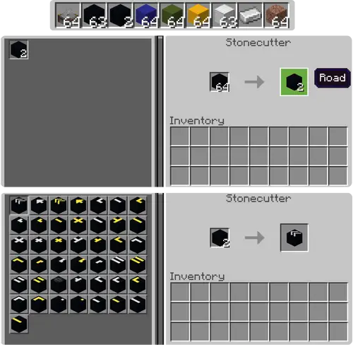ALT text Road marking blocks in crafting menu
