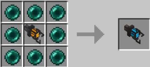 Crafting recipe for a blue gravity gun
