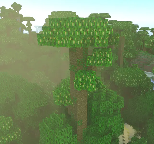 Sunlit jungle tree with enhanced textures