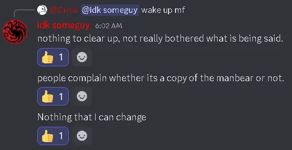 Discord chat about mod originality concerns.