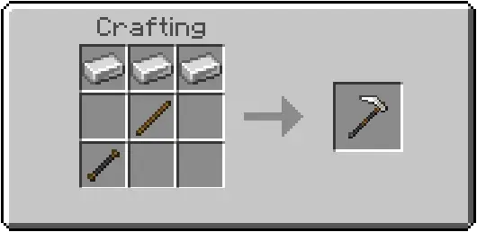 Crafting recipe for a unique pickaxe tool
