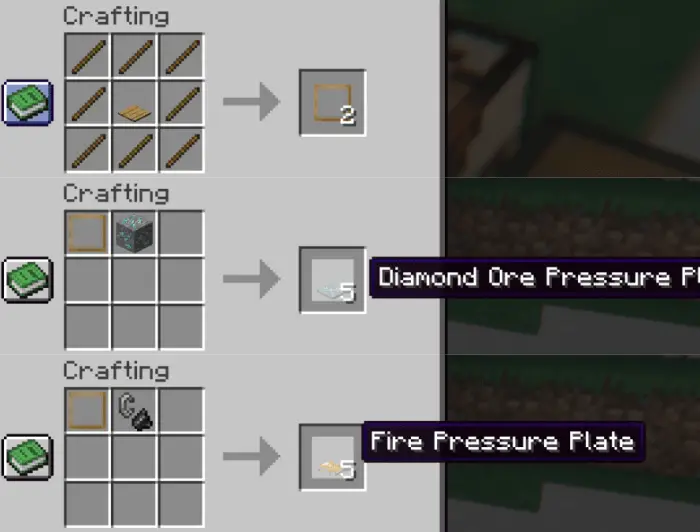 Crafting recipes for custom pressure plates