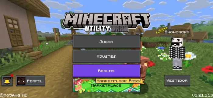 Main menu with enhanced textures and options