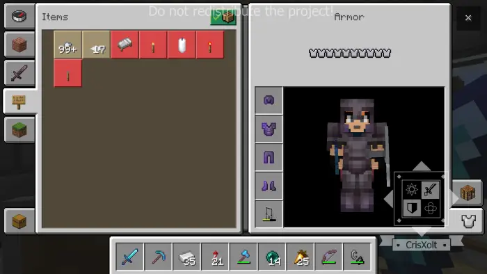 Java-style inventory UI with armor slots