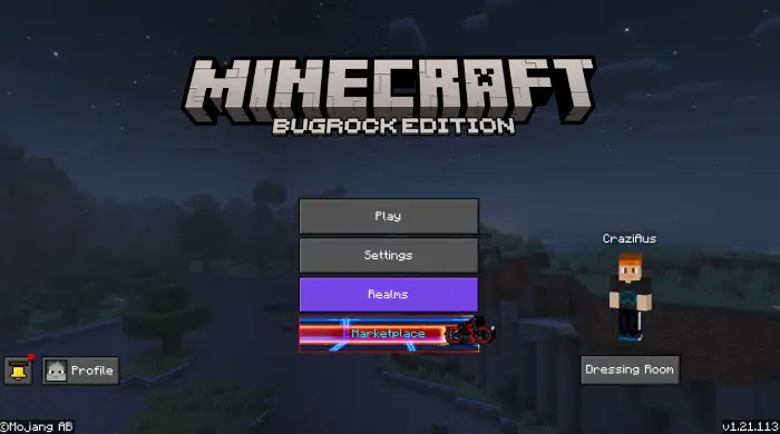 Nighttime panorama with menu overlay
