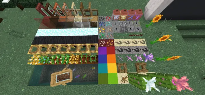 Various enhanced blocks and colorful textures