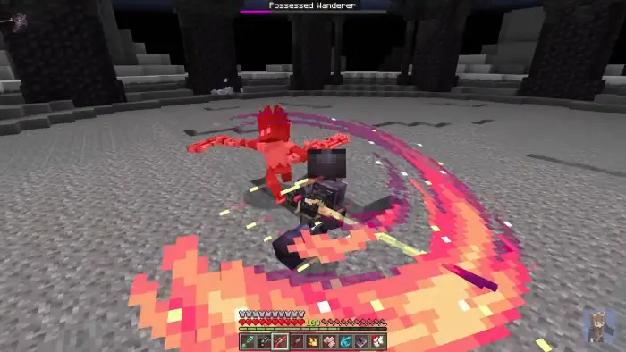 Player uses fiery anime attack on boss