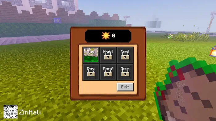 Game mode selection screen outdoors
