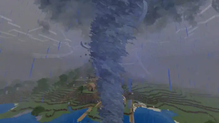 Massive tornado tearing through landscape