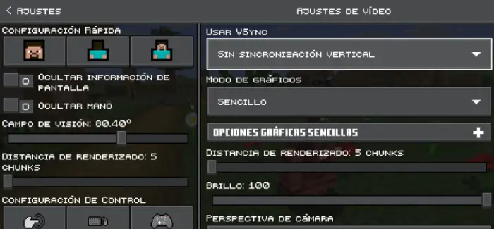 Game video and graphics settings menu
