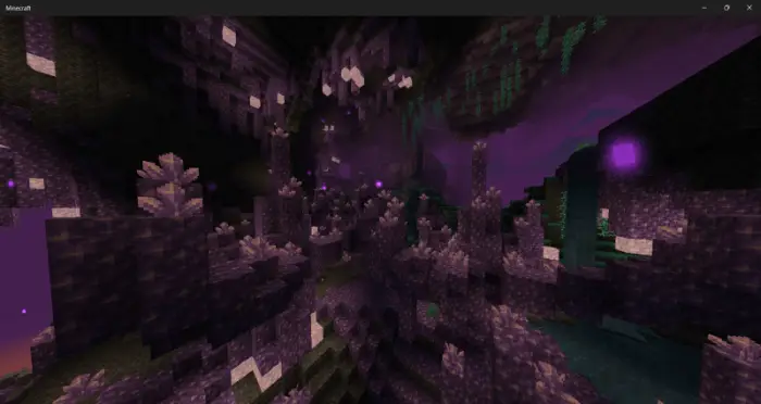 Crystal-filled underground biome with purple glow