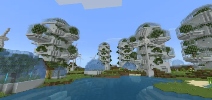 Futuristic glass domes and tech structures