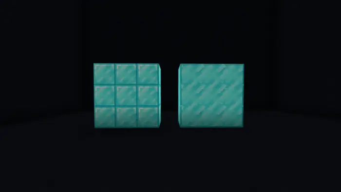 Two turquoise blocks, one seamless, one tiled.