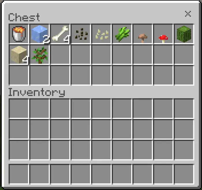 Starter chest with classic sky block items