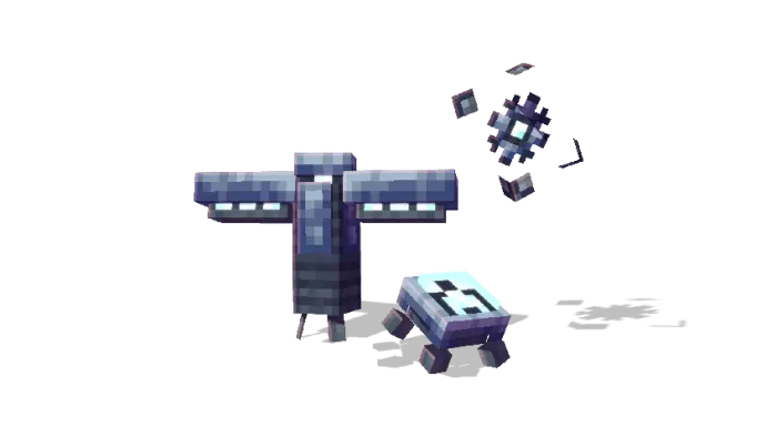 Pixel art style robotic creatures trio