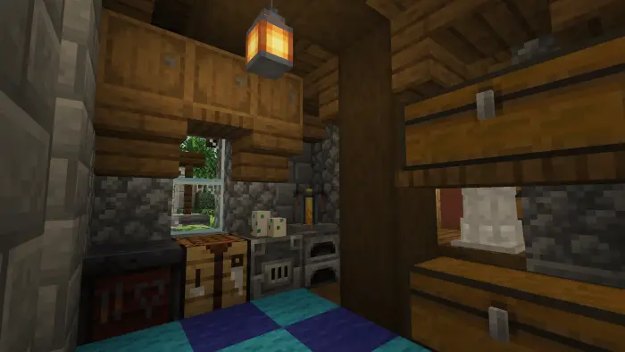 Cozy medieval farmstead kitchen interior