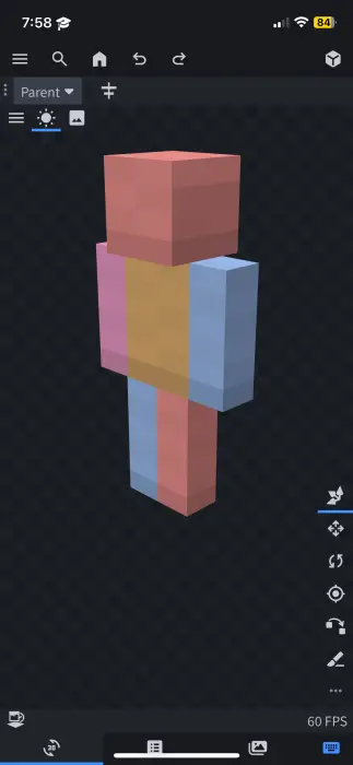 Colorful blocky character model preview.