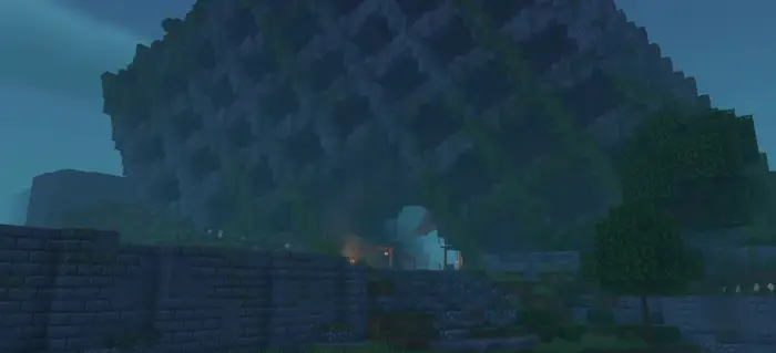 Soft cinematic lighting on blocky structure