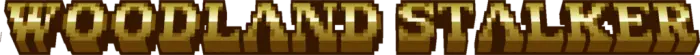 Golden Woodland Stalker pixel text logo