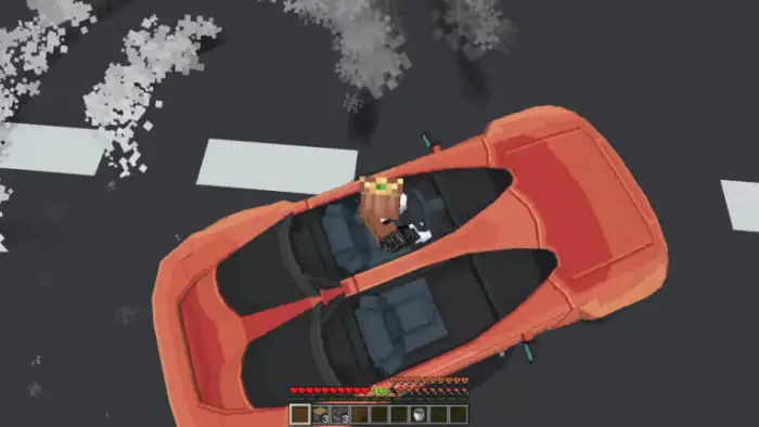 Player driving an orange supercar on road