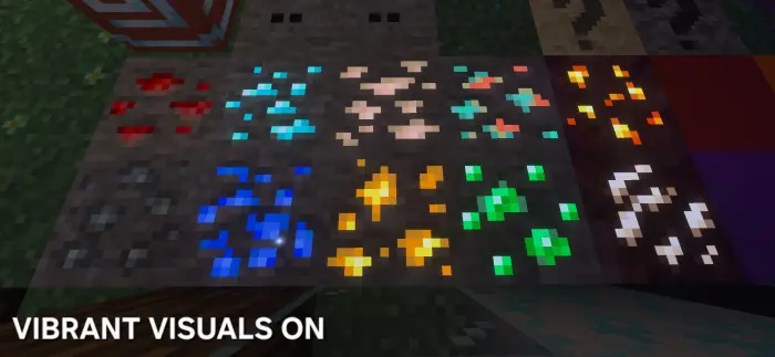 Brightly colored ore blocks in a grid