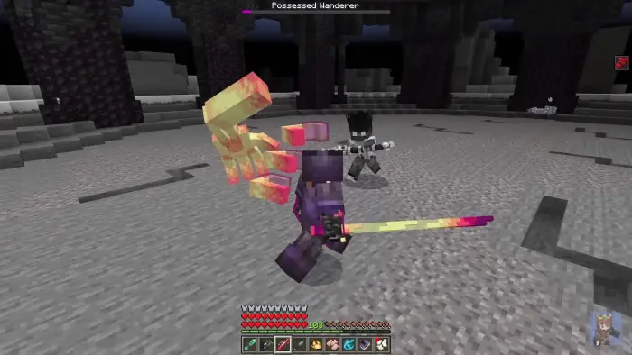 Player battles boss using anime-inspired powers