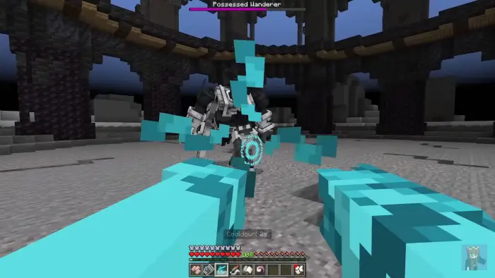 Player uses anime power against boss enemy