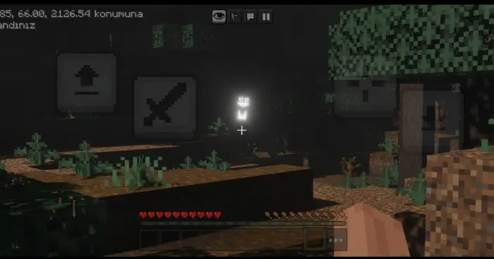 Glowing creature in a dark forest scene