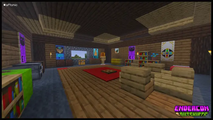 Cozy wooden room with posters and bookshelves