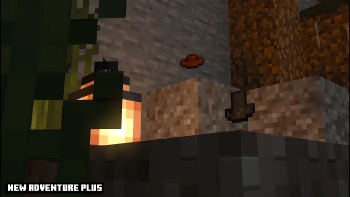 Lantern and mushrooms in a cave setting