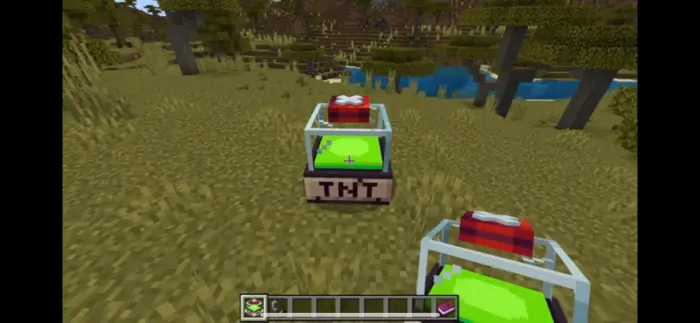 Bright green TNT blocks with red fuses