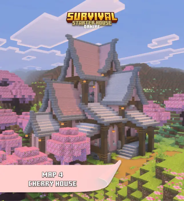 ALT Cherry wood house with pink trees