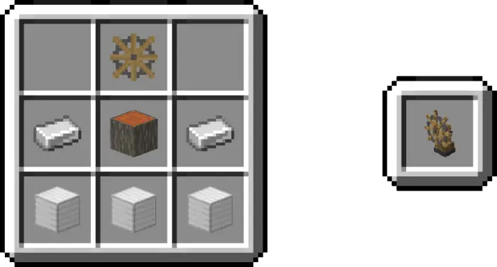 Crafting recipe for a ship helm item.
