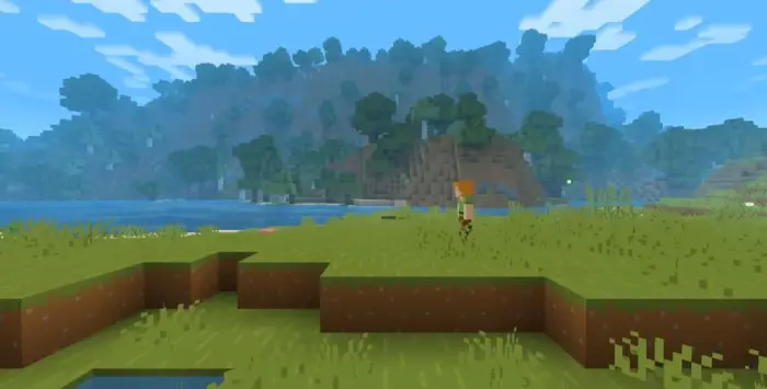 Blocky landscape with simplified textures