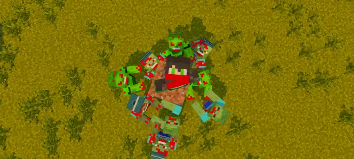 Player surrounded by new zombie types