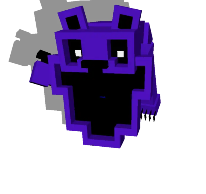 Blocky purple cat boss with black face